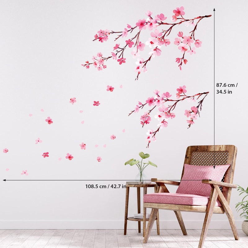 DECOWALL DS6-2003 Watercolor Cherry Blossoms Kids Wall Stickers Wall Decals Peel and Stick Removable Wall Stickers for Kids Nursery Bedroom Living Room dÃ©cor - Image 5